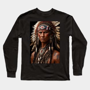 Native American Cherokee Indian Chief Warrior Long Sleeve T-Shirt